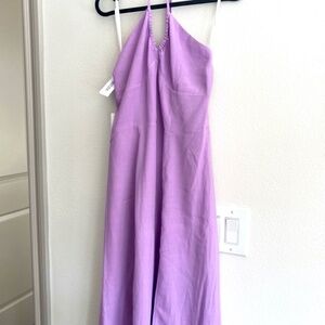 Aritzia Sunday Best Dawn Halter Lilac Midi Dress Open Back Backless Thigh Slit